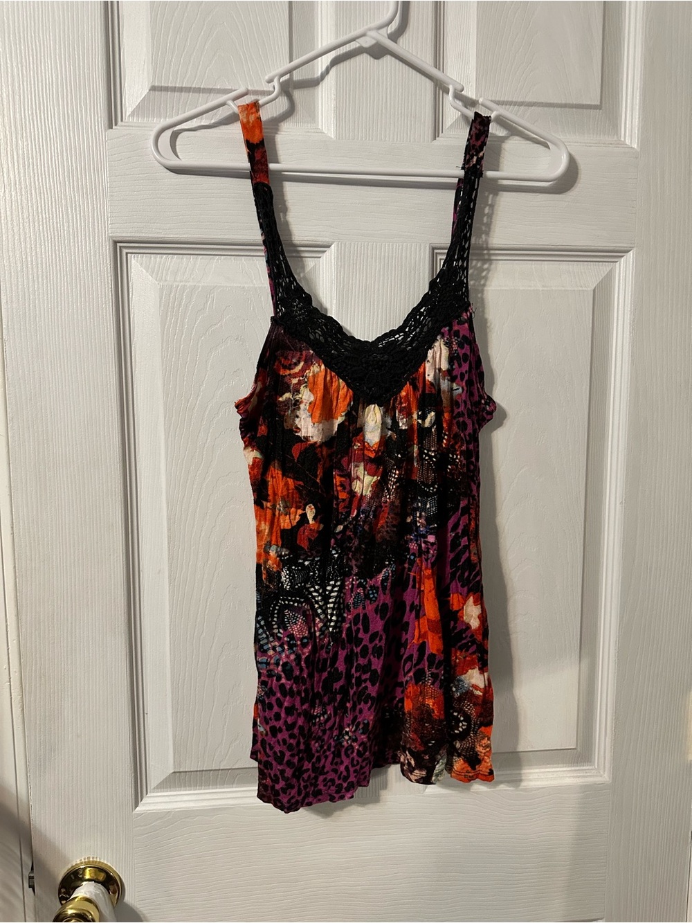 Rue21 Purple & Orange Floral Animal Print Lace-Trim Cami